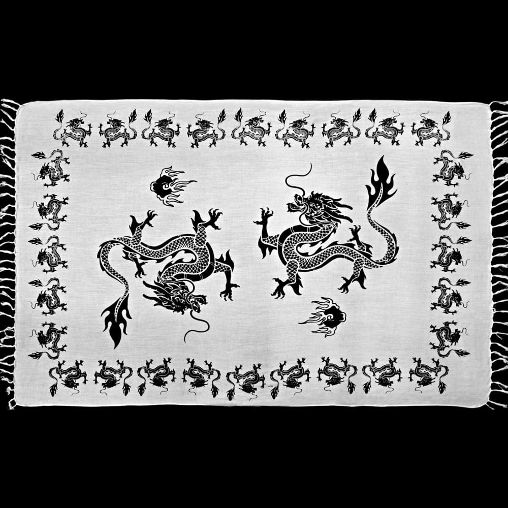 Black and White Dragon Sarongs-Sarongs-Peaceful People