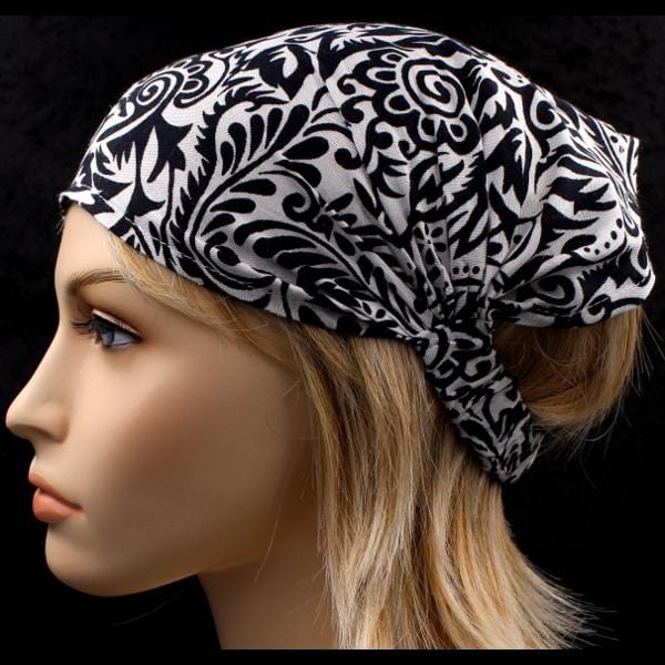 Wholesale Black and White Print Elastic Bandana-Headband