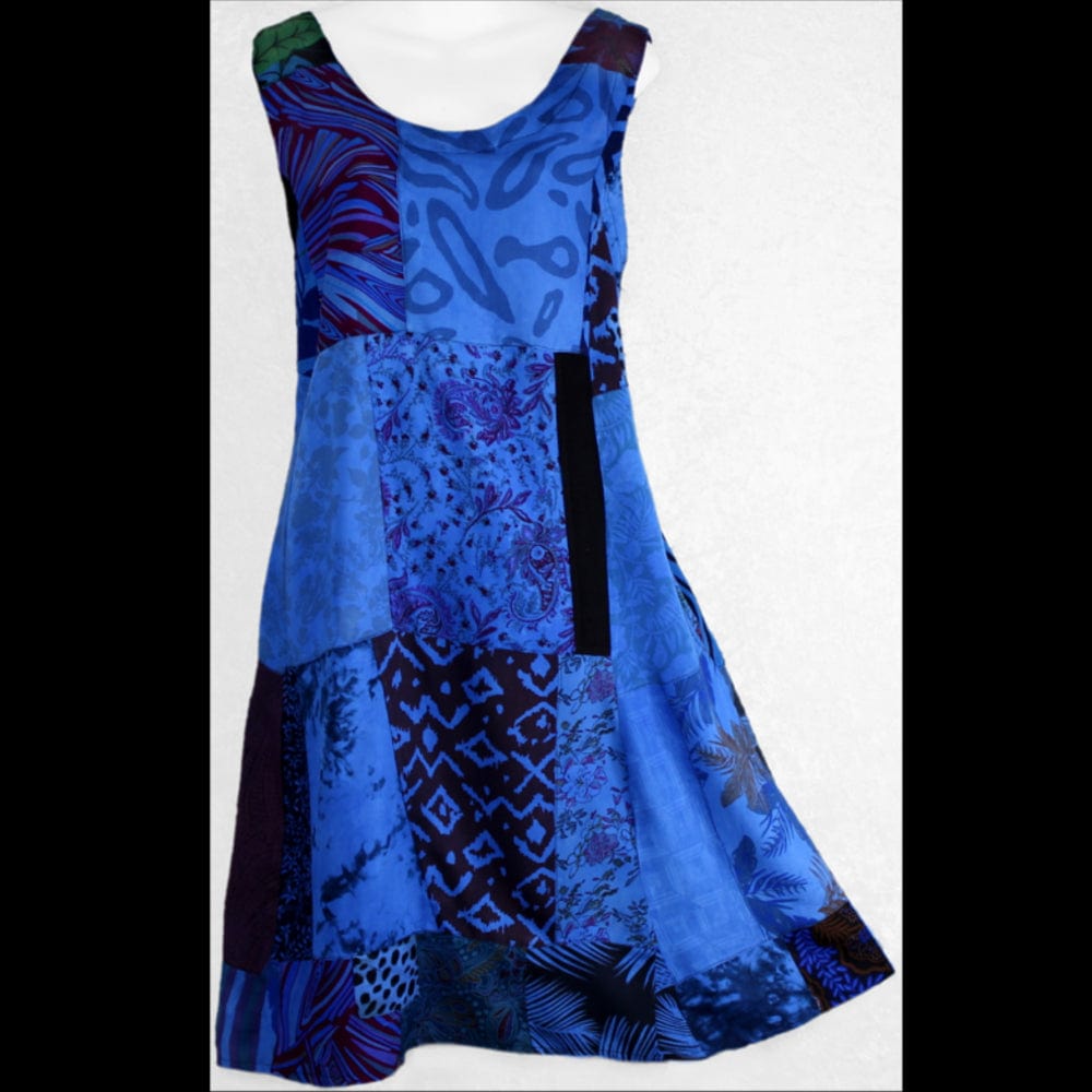 Zoey's Blue Patchwork Dress-Dresses-Peaceful People