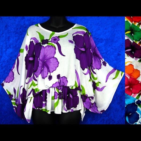 Bright Flower Butterfly Poncho Top-Tops-Peaceful People