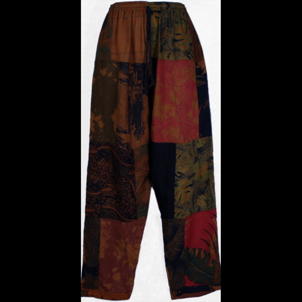Brown Patchwork Long Pants-Pants-Peaceful People
