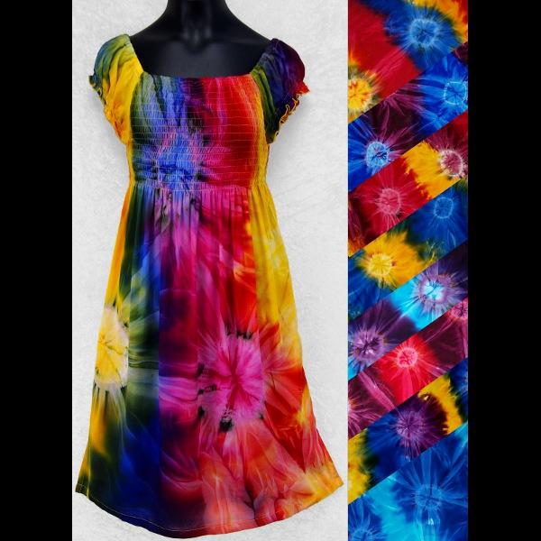 Girl's Tie-Dye Short Sleeve Dress (Ages: 4,6,8,10,12)-Children's Clothes-Peaceful People