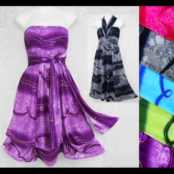 purple and gold tie dye dress Yellow & Purple Tie-Dye Faux Wrap Dress 10