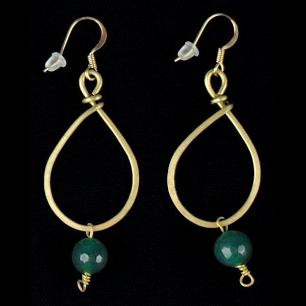 Green Bead Hoop Earrings-Bracelets & Jewelry-Peaceful People