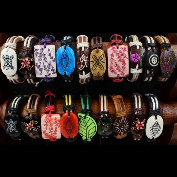 50 Strong Vegan Leather & Bead Bracelets ($0.90 each)-Bracelets & Jewelry-Peaceful People