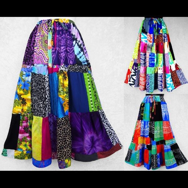 Masala Long Patchwork Skirt-Skirts-Peaceful People