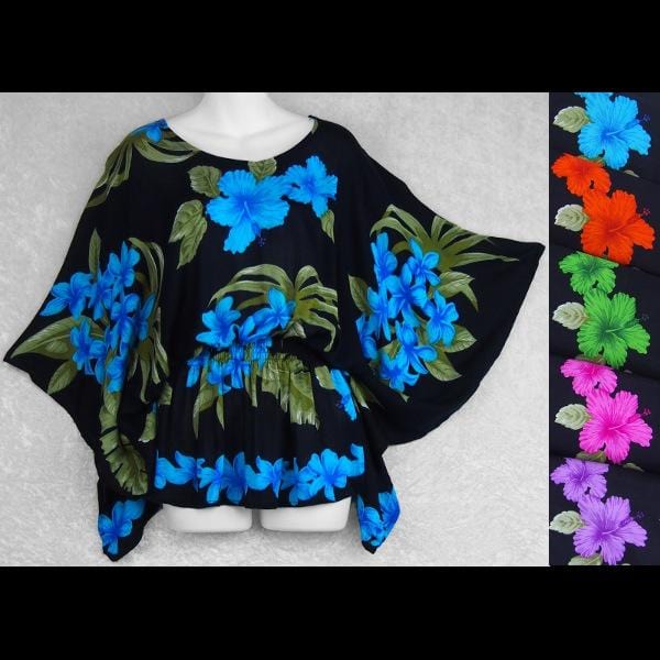 Orchid and Hibiscus Butterfly Poncho Top-Tops-Peaceful People
