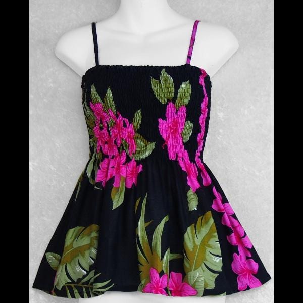 Orchid and Hibiscus Baby Doll Convertible Top/Skirt-Tops-Peaceful People