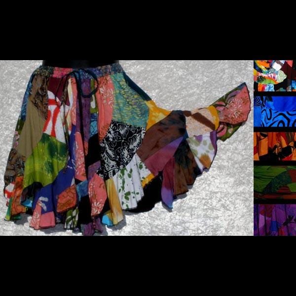 Stacey's Patchwork Short Swirl Skirt-Skirts-Peaceful People