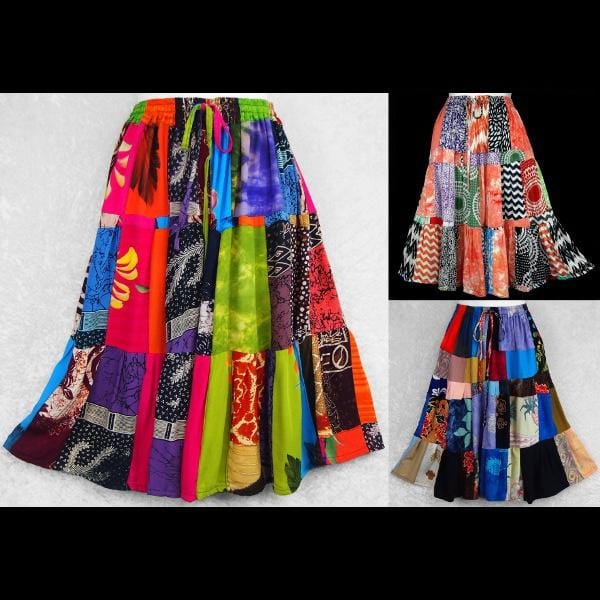Patchouli Patchwork Skirt-Skirts-Peaceful People