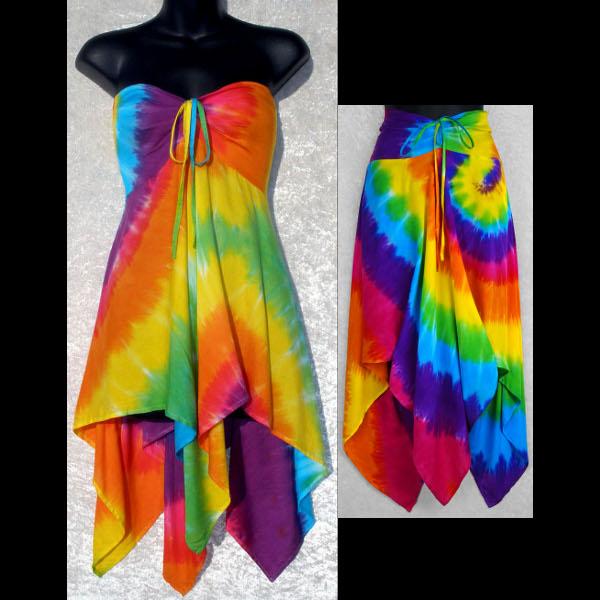 Rainbow Spiral Tie-Dye Convertible Top/Skirt-Peaceful People