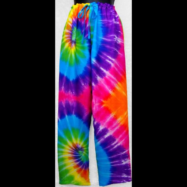 Rainbow Spiral Tie-Dye Drawstring Pants-Pants-Peaceful People