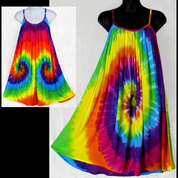 Rainbow Spiral Tie-Dye Parachute Dress-Dresses-Peaceful People