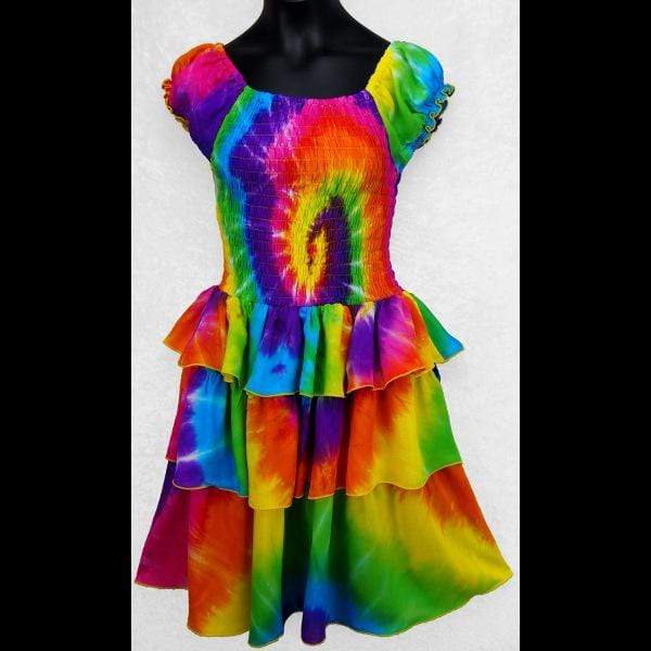 Sandi's Spiral Rainbow Tie-Dye Ruffle Dress-Children's Clothes-Peaceful People