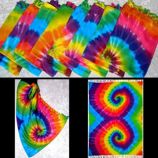 Rainbow Spiral Tie-Dye Sarongs-Sarongs-Peaceful People
