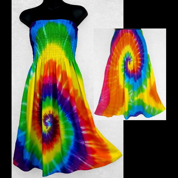 Rainbow Spiral Tube-Top Convertible Dress/Skirt-Peaceful People