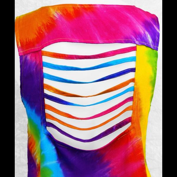 Rainbow Spiral Tie-Dye Shred Top-Tops-Peaceful People