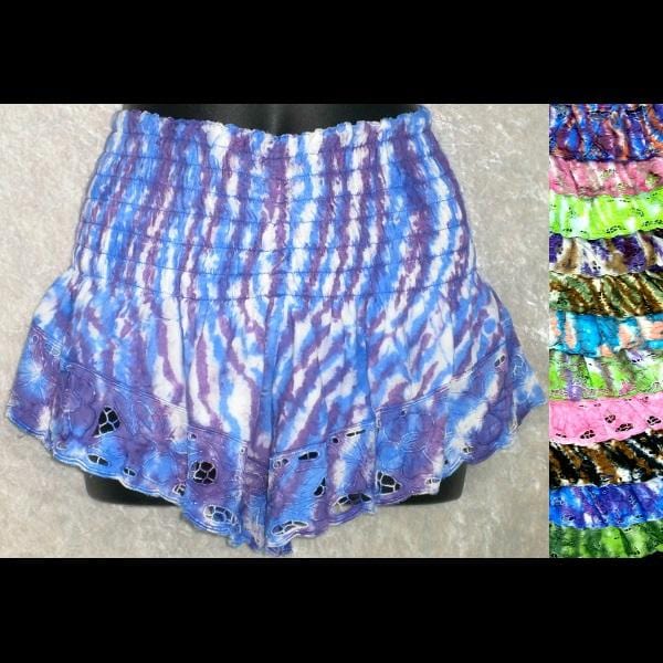 Daisy's Tie-Dyed Embroidered Shorts-Pants-Peaceful People