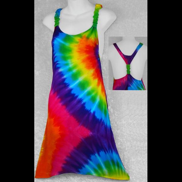 Rainbow Spiral Tie-Dye Adjustable Dress-Dresses-Peaceful People