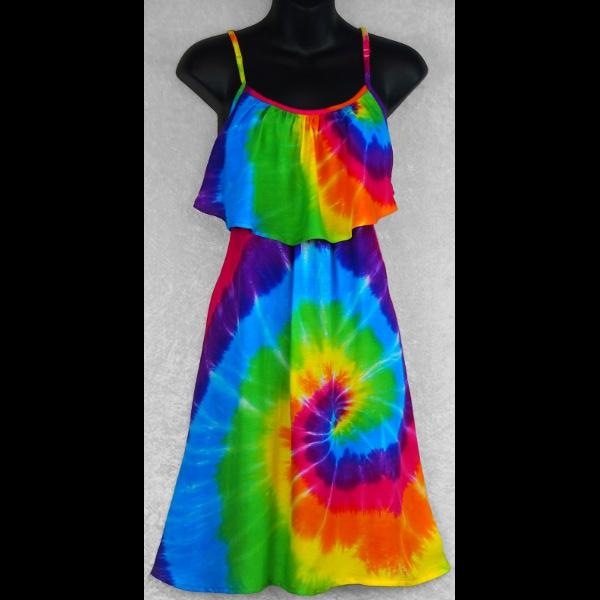 Rainbow Spiral Tie-Dye Moon Dress-Dresses-Peaceful People