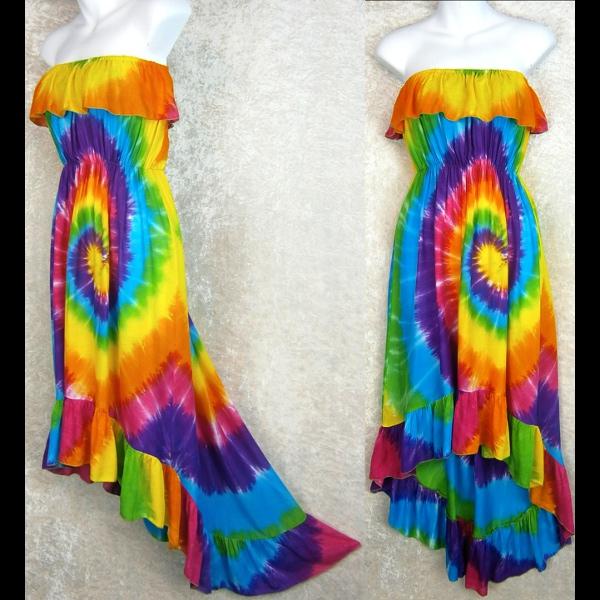 Wholesale Girl's Rainbow Spiral Tie-Dye Tank Dress (Ages: 4, 6, 8, 10, 12)