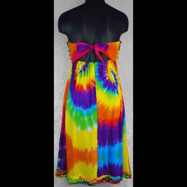 Rainbow Spiral Frilly Sarong Dress-Dresses-Peaceful People