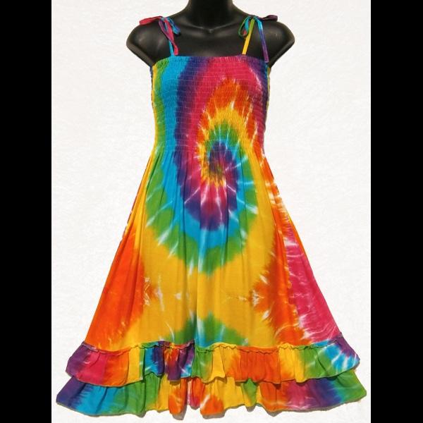 Rainbow Spiral Salsa Sarong Dress-Dresses-Peaceful People