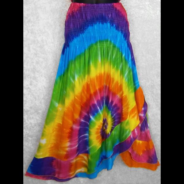 Rainbow Spiral Tie-Dye Convertible Dress/Skirt-Dresses-Peaceful People