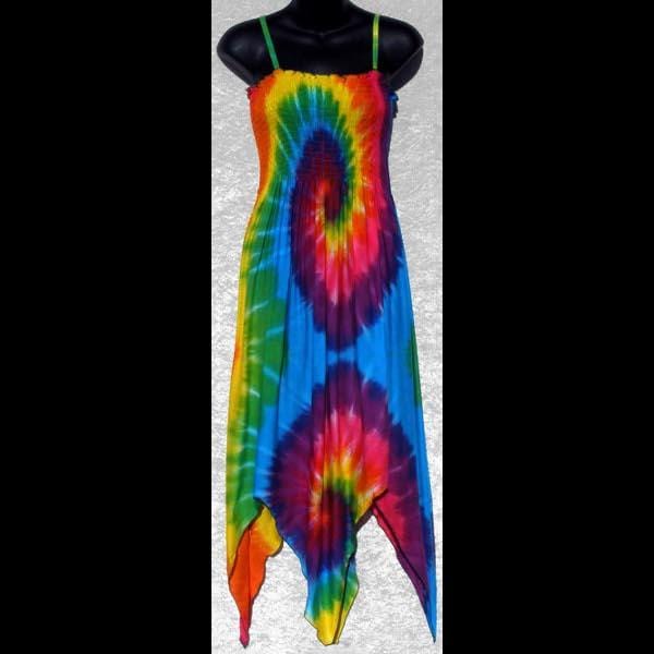 Rainbow Spiral Tie-Dye Fairy Sarong Dress-Dresses-Peaceful People