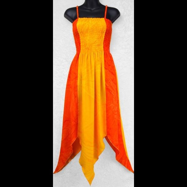 Wholesale Tie-Dye Two-Tone Fizzy Fairy Dress with Handkerchief Hem and Elastic (Shirred) Bodice Wholesale Tie-Dye Two-Tone Fizzy Fairy Dress with Handkerchief Hem and Elastic (Shirred) Bodice