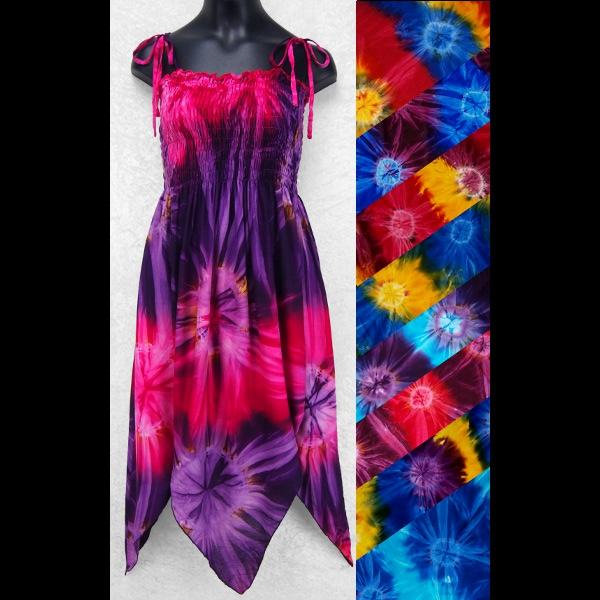 Wholesale Girl's Rainbow Spiral Tie-Dye Tank Dress (Ages: 4, 6, 8, 10, 12)