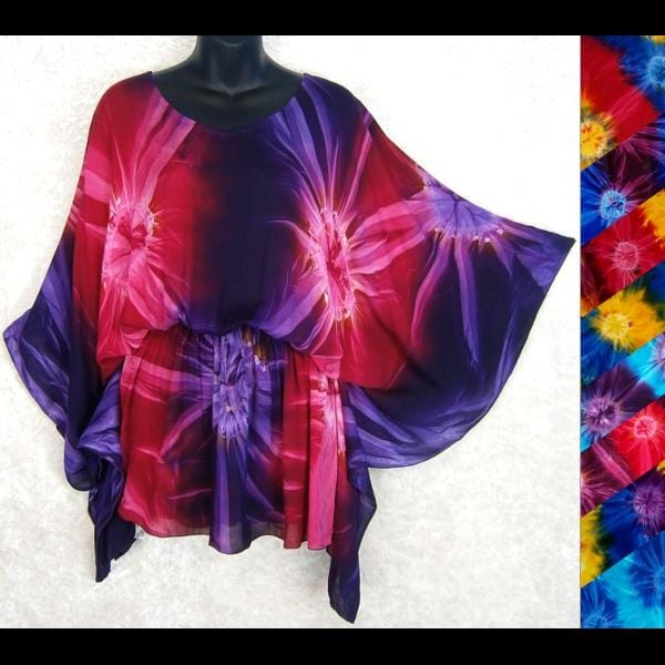 Tie-Dye Butterfly Poncho Top-Tops-Peaceful People