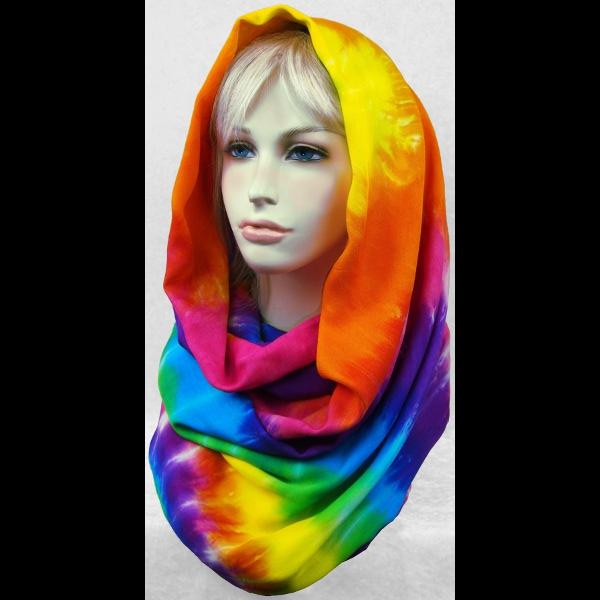 Rainbow Spiral Tie-Dye Infinity Scarf/Shawl-Bags & Accessories-Peaceful People