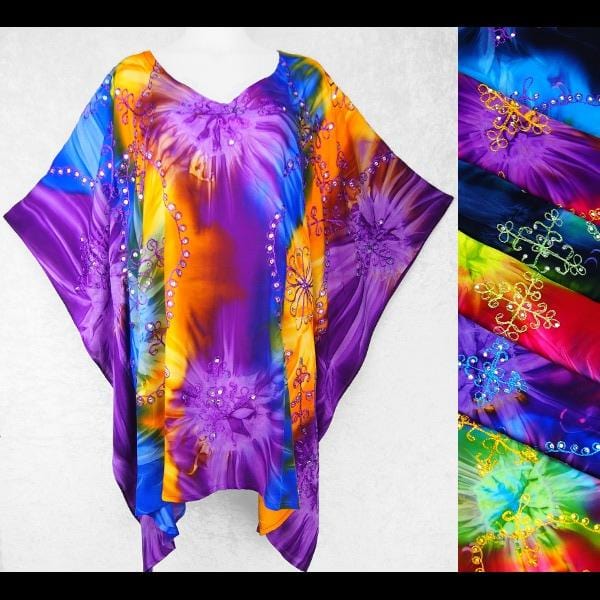 Cosmic Tie-Dye Embroidered Kaftan-Tops-Peaceful People
