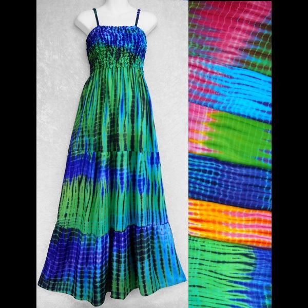 Trippy Tie-Dye Frill Long Dress B-Dresses-Peaceful People