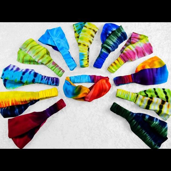 12 Tie-Dye Twisted Turban Elastic Headbands ($1.81 each)-Bags & Accessories-Peaceful People