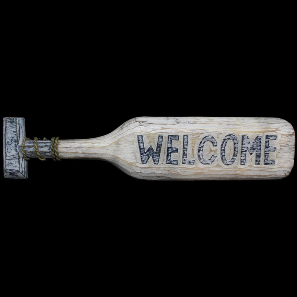 Welcome Paddle Carved Sign-Handicrafts-Peaceful People