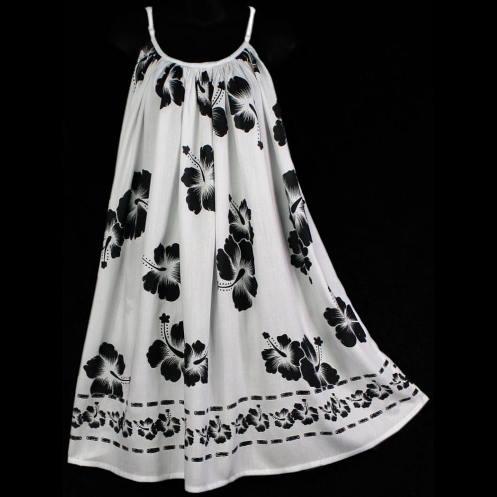 Black & White Hibiscus Parachute Dress-Dresses-Peaceful People