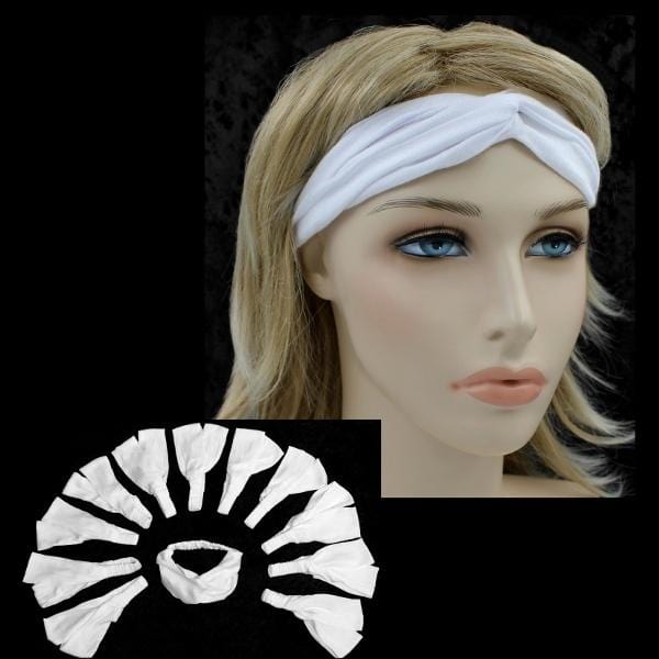 12 White Twisted Turban Elastic Headbands ($1.70 each)-Tie-Dye Blanks/White Clothing-Peaceful People