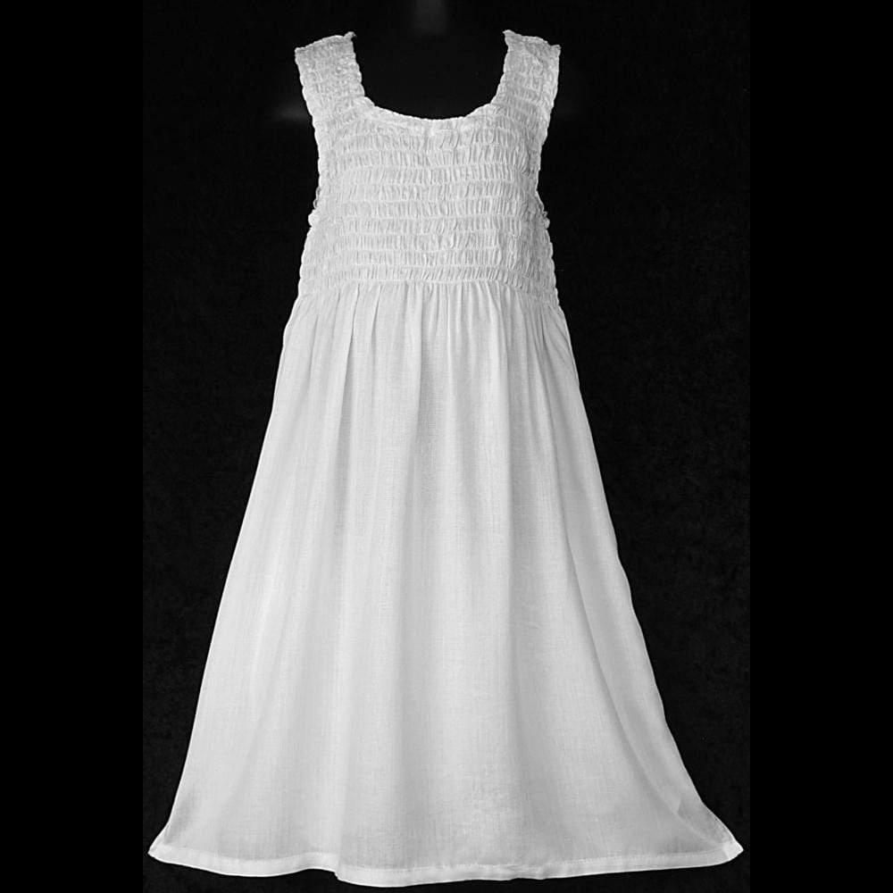Wholesale White Tank Dress with Elastic (Shirred) Top